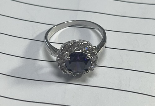 Art Deco Modern Amethyst Purple Stone Cocktail Ring Sz7.5 3.4G New Circle