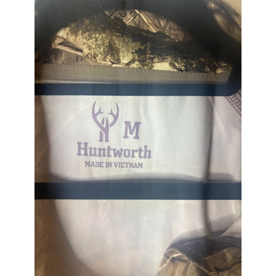 Huntworth Men's Hunting Camo 1/4 Zip Pullover Long Sleeve Sweatshirt Size M - Image 3 of 4