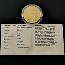 MEDAILLE 2007 30mm 12g L ABBE PIERRE HISTOIRE DE FRANCE