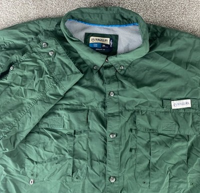 Magellan Laguna Mens 3XLT Shirt Solid Fish Gear Green Multi pocket Vented Wick