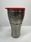 Vintage Coca Cola COKE Drinking Travel Tumbler Cup Insulated Metal 7" Tall w/lid