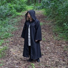 Adult Hooded Robe with Sleeves, Medieval Wizard Cloak, Shepherd Robe