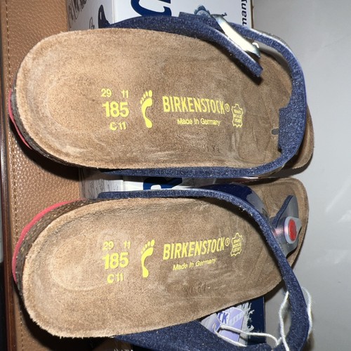 NUOVI sandali Birkenstock Gizeh bambini Birko-Flor vernice abito blu taglia C 11 - Foto 7 di 8