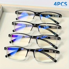 4 Pk Mens Rectangular Rimless Blue Light Blocking Reading Glasses Unisex Readers