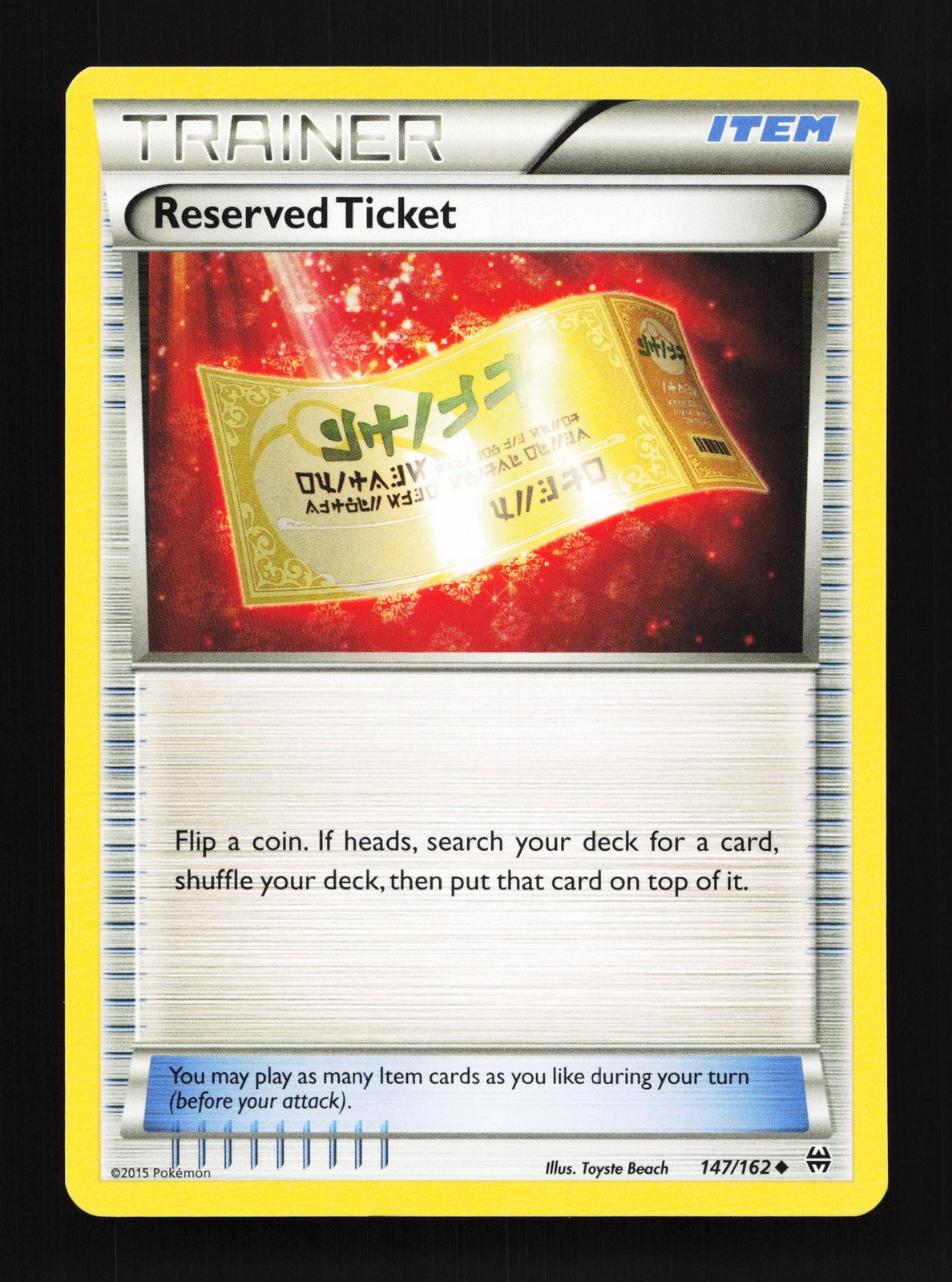 Reserved Ticket 147/162 BREAKthrough LP Pokemon Card TCG
