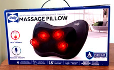 NEW Sealy Shiatsu Therapy Massage Pillow Infrared Heat Car/Wall Charger Included