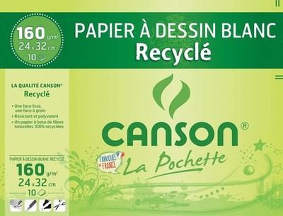 CANSON Zeichenpapier Recycling weiß 240 x 320 mm 160 g/qm 10 Blatt
