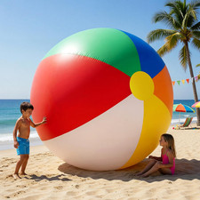 8 FT Giant Inflatable Beach Ball Decoration Jumbo Blow up Rainbow Beach Balls wi