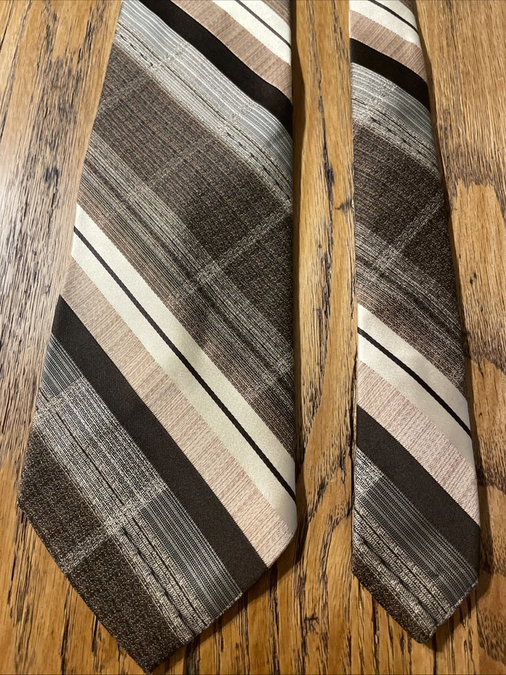 Vintage 60s 70s Don Loper CA Woven Polyester Tie Mod Disco Wide Striped - Image 4 of 4