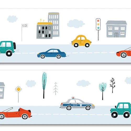 Border Car 15cm x 200cm Self Adhesive Nursery Wall Decal Baby Y033