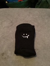 Unisex Smiley Ankle Socks One size Black. BNWT