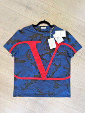Valentino Multicolor V logo Camo T-Shirt Large Designer Tee 650 PTP 21"