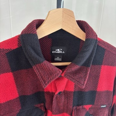 O Neill NWT Buffalo Plaid Super Fleece Snap Button Flannel Shirt Men s Med *NOTE