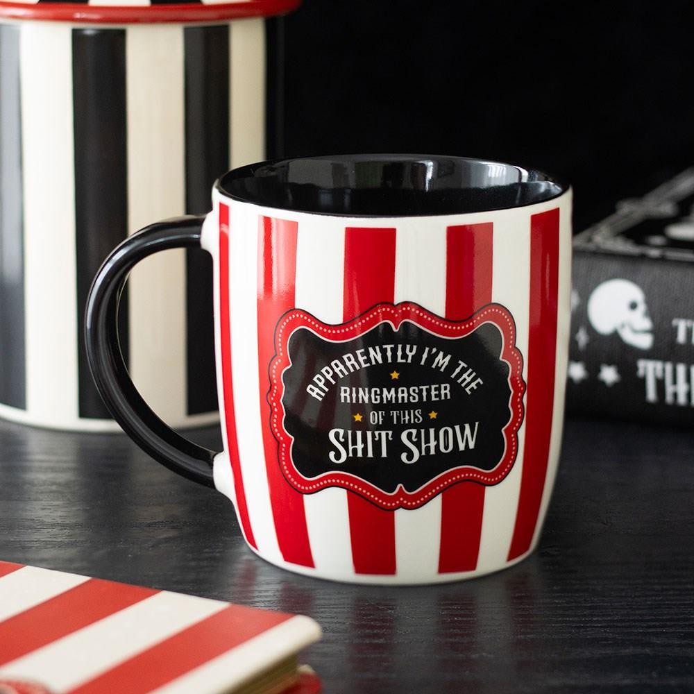 Ceramic Striped 'Sh*t Show' Mug 9.5x12x8.5cm Circus Themed