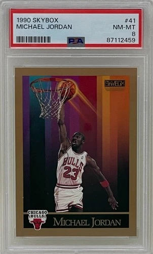 Michael Jordan 1990 Skybox Chicago Bulls NBA Basketball Trading Card #41 PSA 8
