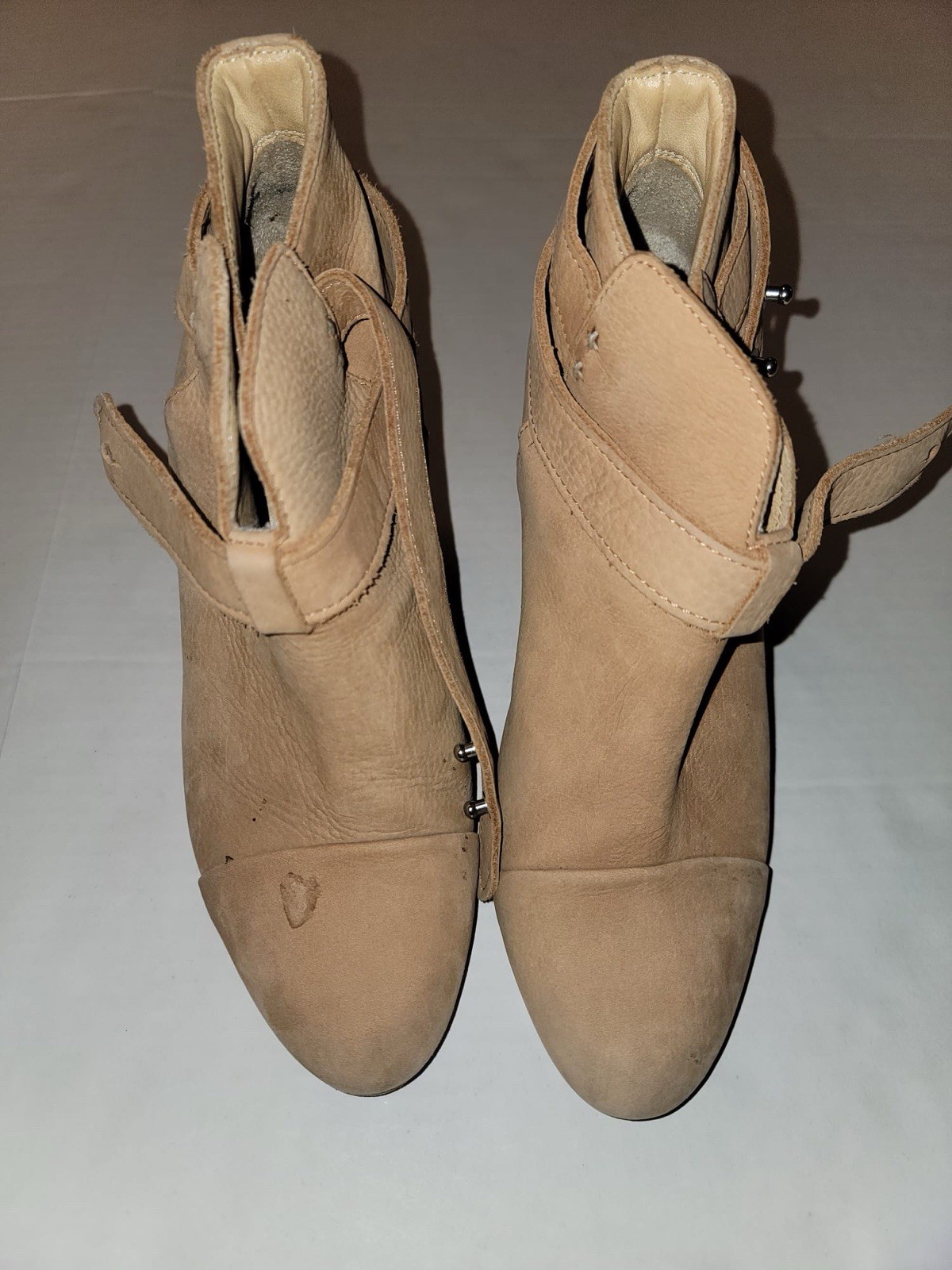 RAG & BONE Harrow Suede Ankle Boots with Straps in Hazel Tan Size 37 US 7