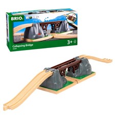 World Collapsing Bridge for Wooden Train Set - 3-Piece Accessory - FSC-Certif...