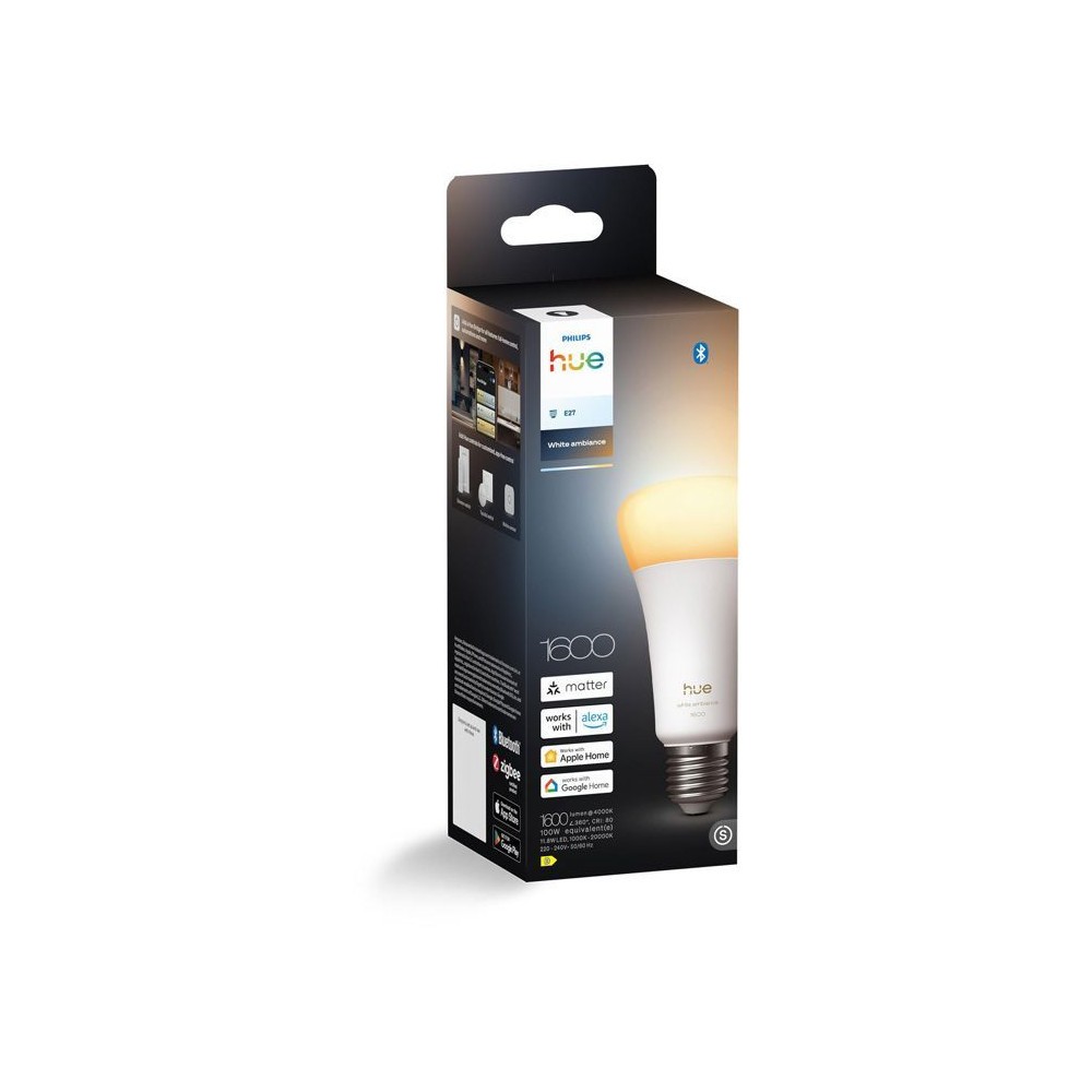 Ampoule LED connectée E27 Philips Hue A67 lumière blanche chaude - 4