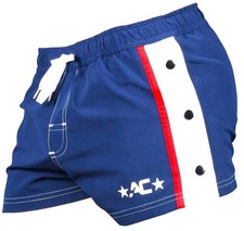 Andrew Christian Snap Swim Shorts - 7765 - Navy: Large