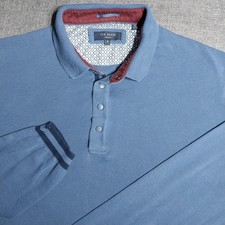 Men's Ted Baker Long Sleeve Polo Shirt Size 6 Blue