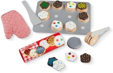 Melissa Doug Slice Bake Cookie Set with Wooden Play Food, Colorful Toppings