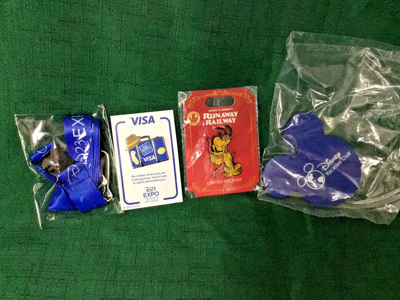 2022 Disney D23 Exclusives Runaway Railway Pluto Pin, Walt pin & lanyard, tag