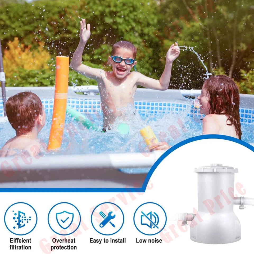 Electric Swimming Pool Filter Pump Aquarium Flow Clear Tank Water Filtration - Image 3 of 4