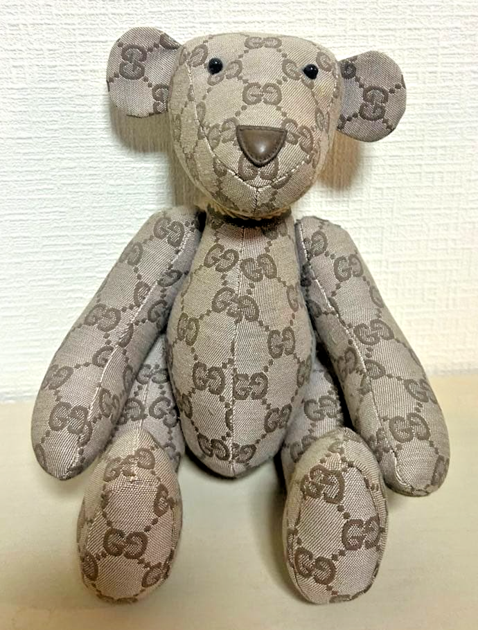 Gucci GGパターン ぬいぐるみ GUCCI GG Pattern Monogram Teddy Bear Beige Canvas Plush Doll No