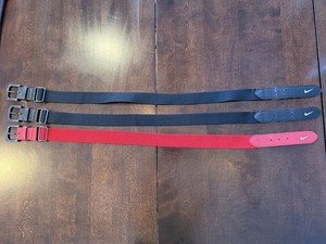 Nike Baseball / Softball Belts Lot of 3 Adjustable Adult 38” 2 Black 1 Red