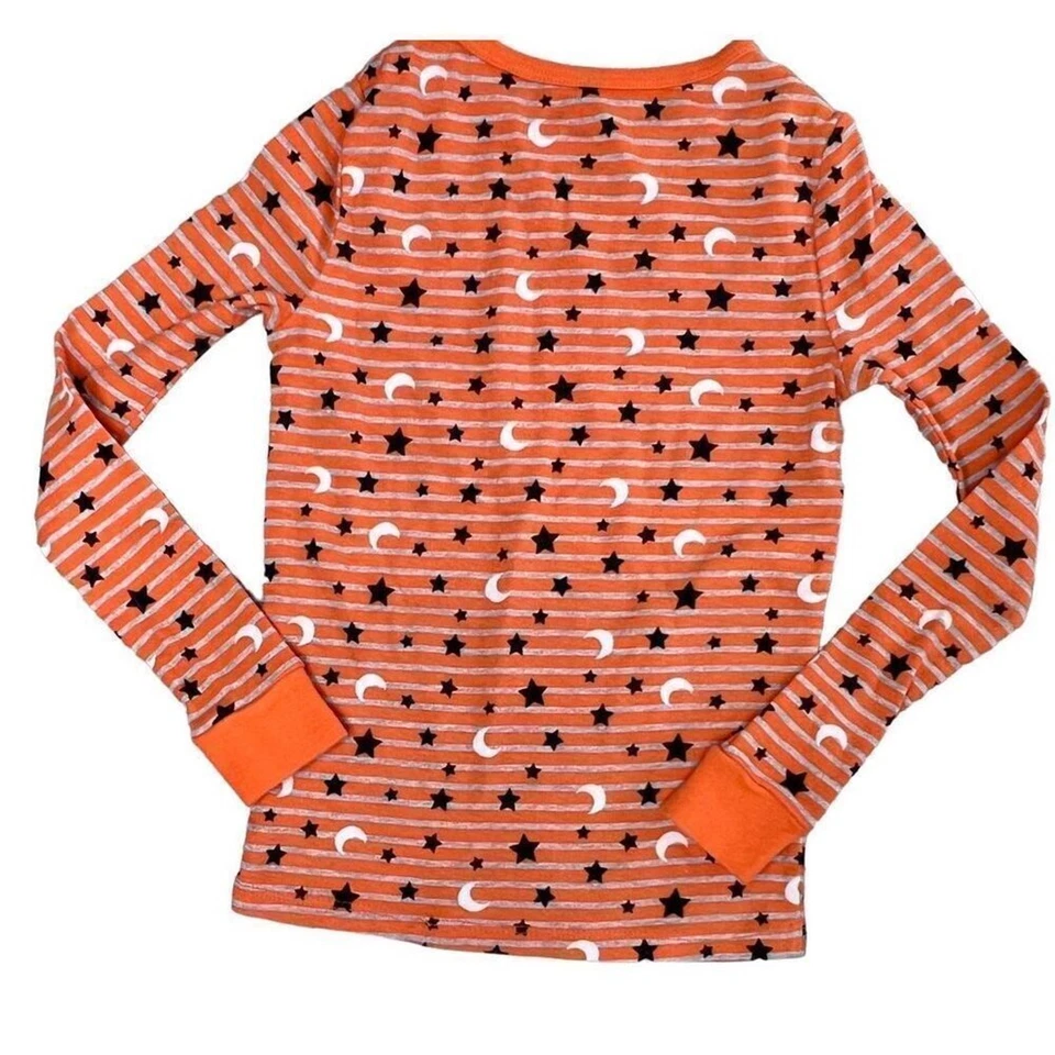 Celebrate Halloween Orange Stripe Moon Stars Sleepwear Pajama Pant Set 7 Spooky - Image 4 of 4