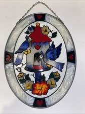 Bluejays Vintage Stained Glass Suncatcher Window Art