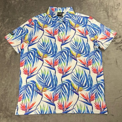Sunday Swagger Polo Shirt Men's L Performance Golf Floral Colorful