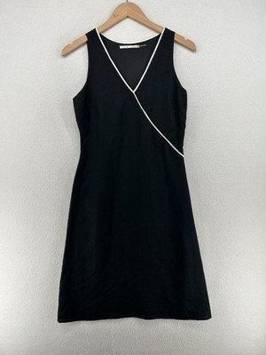 FIORI DI ZUCCA Dress 6 Linen Silk Lined Surplice V-Neck A-Line Sleeveless Black