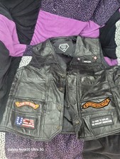 Diamond Plate  Rock Design Genuine Buffalo Leather Biker Vest With Patches