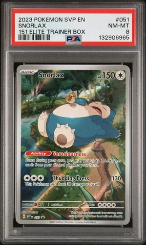 2023 POKEMON SVP EN-SV BLACK STAR PROMO 151 ELITE TRAINER BOX #051 SNORLAX PSA 8