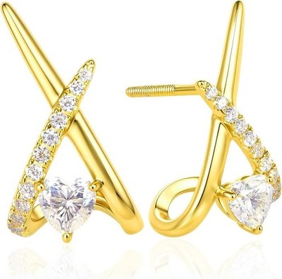 2 ct Moissanit Herz Ohrstecker Damen D Farbe VVS1 Hochzeit 925 Silber Ohrringe