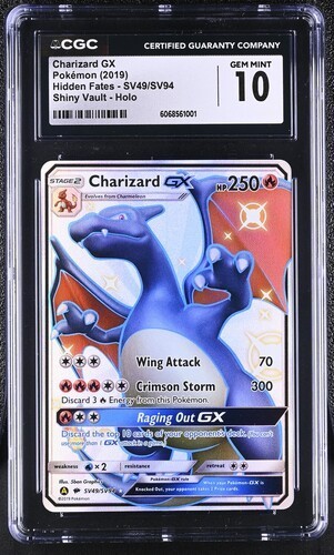🔥🔥🔥 CGC 10 Charizard Gx Hidden Fates Shiny Vault Holo Sv49/Sv94 Pokemon Card