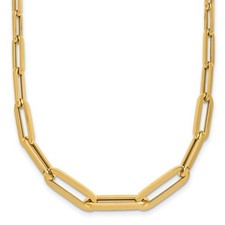 14k Yellow Gold Polished Graduated Paperclip Link Chain Necklace 16" 6.34gm
