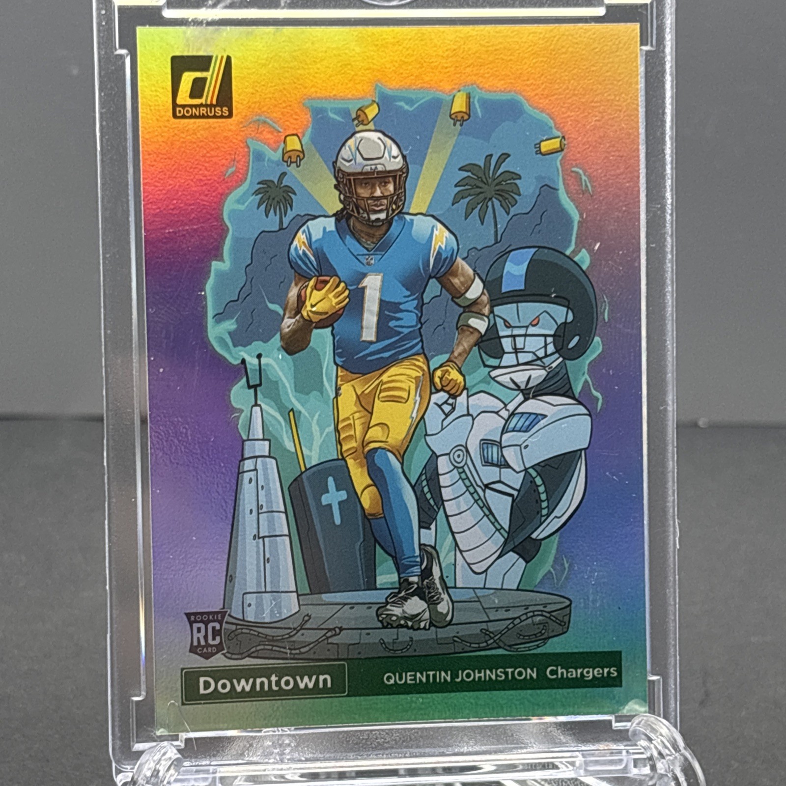QUENTIN JOHNSTON 2023 DONRUSS DOWNTOWN ROOKIE CASE HIT SP CHARGERS RC