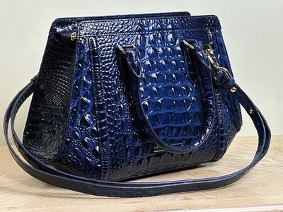 NWT BRAHMIN SMALL ARDEN ANCHOR  DEEP NAVY BLUE SAPPHIRE LEATHER SATCHEL HANDBAG