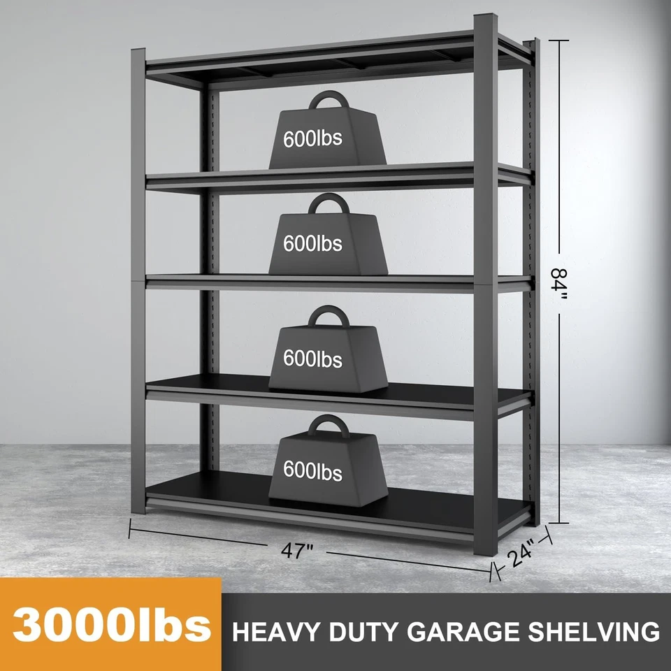 84'' Garage Shelving 3500LBS MetalHeavy Duty Garage Shelving 5 Tier Metal Shelf - Image 4 of 4