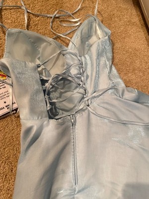 macy's light blue prom dress long women small new with tags | eBay