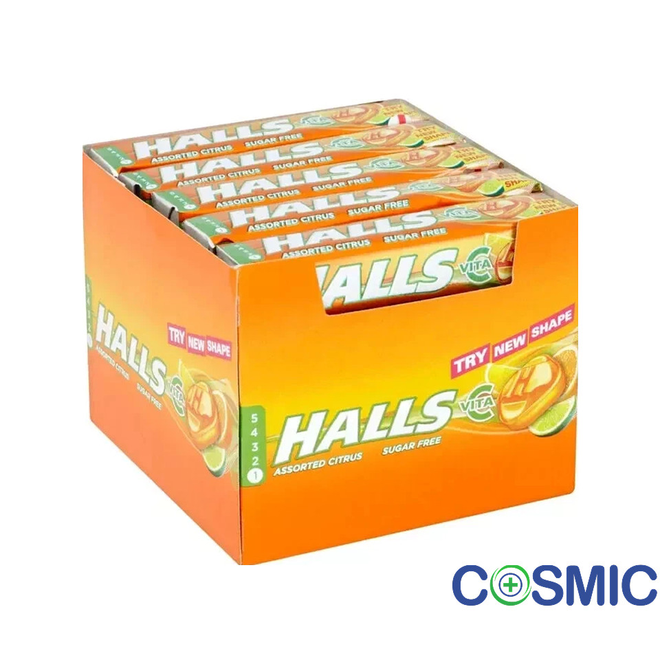 20 X Halls Sugar-Free Menthol Lozenges Citrus 32g Sore Throat Relief Sweets