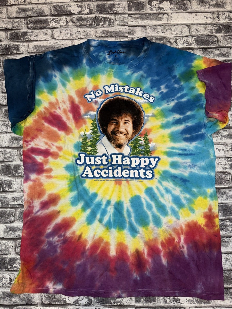 Bob Ross Tie Dye T Shirt No Mistakes Just Happy Accidents Sz XL