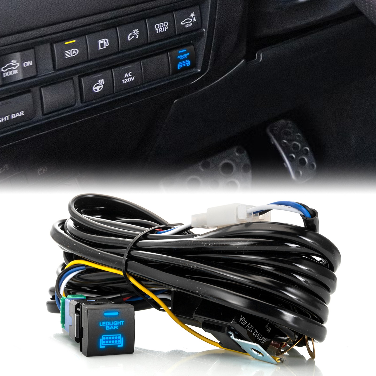 LED Light Bar Push Switch Button Wiring Harness Kit For Tacoma 4Runner 2025-2026
