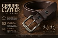 Mens Brown Genuine Leather Belt Detachable Buckle Heavy Duty Full Grain