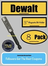 8 Pack DeWalt Tough Grip Impact 3" Magnetic Bit Tip Holder Extension
