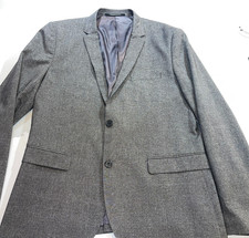 DESIGNER H  M SKINNY FIT 2 BUTTON POLY BLEND GRAY SUIT JACKET SIZE 46R