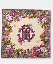 Roberto Cavalli Silk logo Floral Scarf Wrap -...