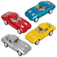 RI Novelty- Pull Back Die-Cast Metal Vehicles - SET OF 4 1963 CORVETTE STING RAY